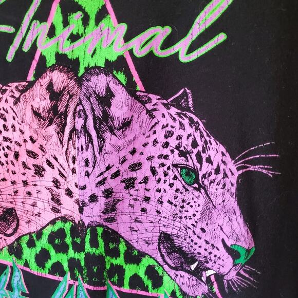 Def Leapord Crop Top Animal Print Casual Everydat Shirt Women Size XL Black Pink - Picture 7 of 7